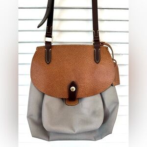Dooney & Bourke Brown and Gray Leather Saddle Bag